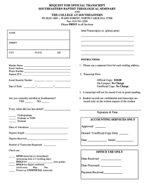 Request for Official Transcript