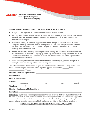 Medicare Supplement Insurance Solicitation Notice