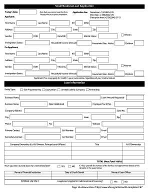 Small Business Loan Application Today 's Date Note that you cannot save this form