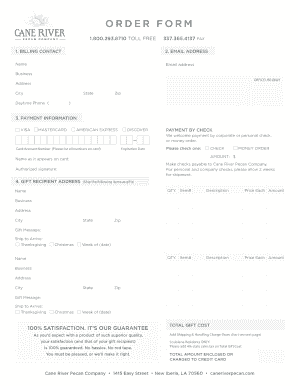 Cane River Pecan Company Order Form