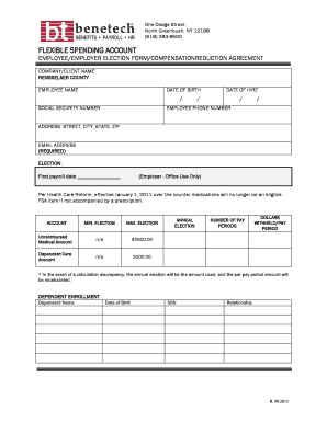 Flexible Spending Account Election Form
