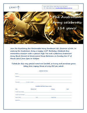 Australian Army Donation Form