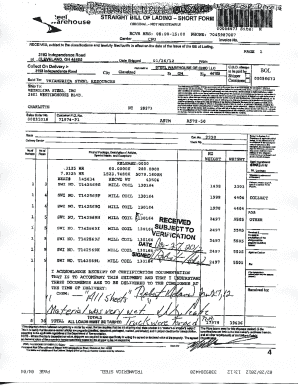 Teef STRAIGHT BILL OF LADING - SHORT FORM warehouse