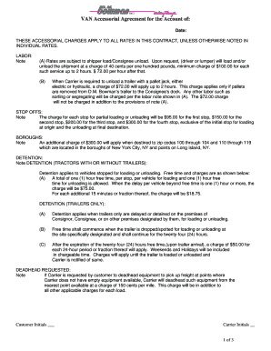 VAN Accessorial Agreement
