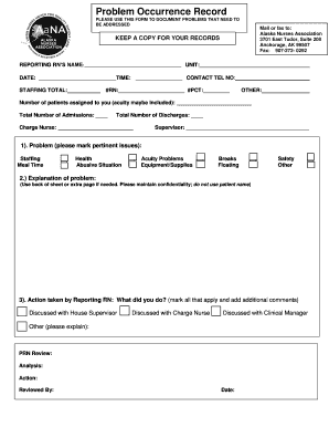 Problem Occurrence Record