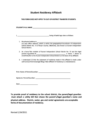 Student Residency Affidavit