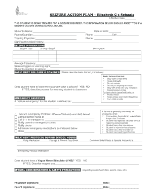 Seizure Action Plan for Students