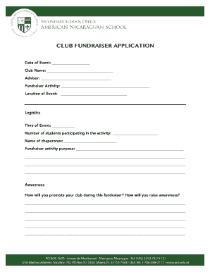Club Fundraiser Application Form