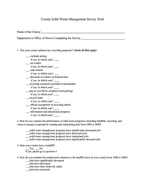 County Solid Waste Management Survey