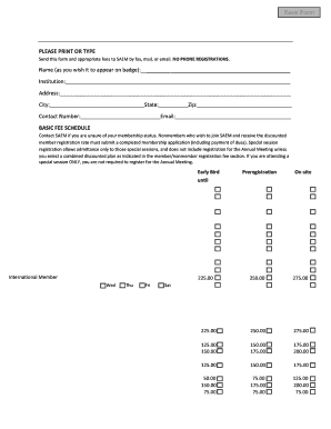 2013 SAEM Annual Meeting Registration Form