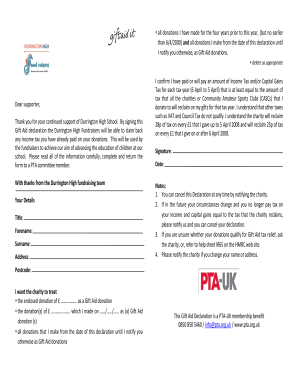 Gift Aid Declaration Form