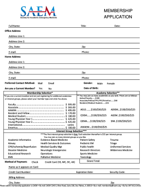 SAEM Membership Application Form
