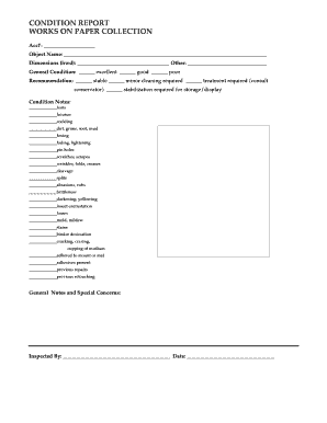Artwork Condition Report Form