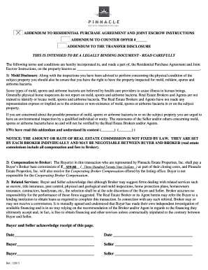 Addendum to Residential Purchase Agreement
