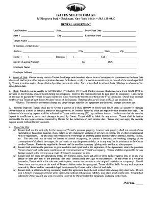 Gates Self Storage Rental Agreement
