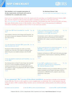 SEP Plan Compliance Checklist