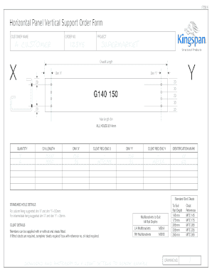 Multibeam Horizontal Panel Vertical Support Order Form