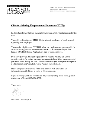 T777 Statement of Employment Expenses