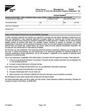 Principal Life Health Insurance Application