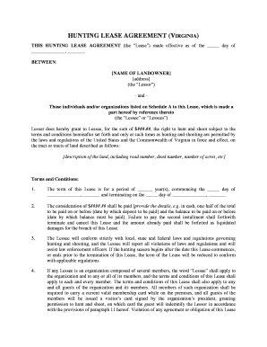 Virginia Hunting Lease Agreement