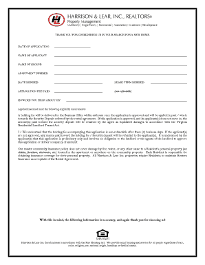 Virginia Residential Lease Application