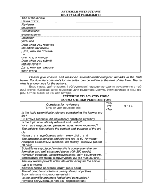 Reviewer Evaluation Form