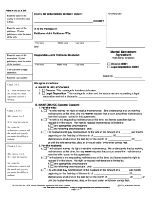 Wisconsin Marital Settlement Agreement With Minor Children