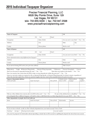 2015 Individual Taxpayer Organizer