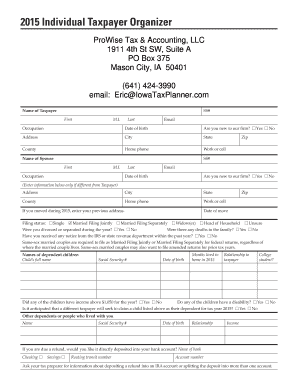 2015 Individual Taxpayer Organizer