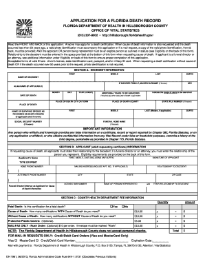Florida Death Record Application