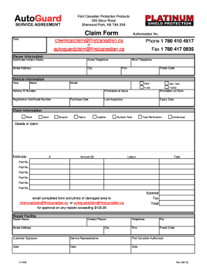 AutoGuard Service Agreement Claim Form