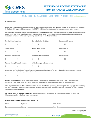 California Real Estate Inspection Addendum