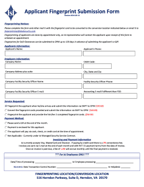 Applicant Fingerprint Submission Form