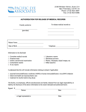 Authorization for Release of Medical Records