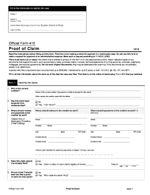 US Bankruptcy Proof of Claim Form