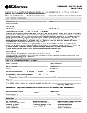 Individual Hospital Cash Claim Form
