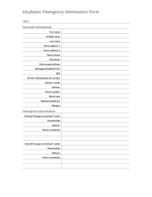 Employee Emergency Information Form
