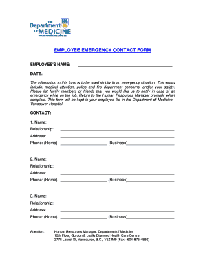 Employee Emergency Contact Form
