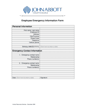 Employee Emergency Information Form