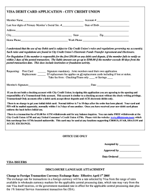 Visa Debit Card Application