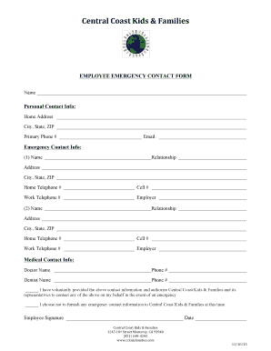 Employee Emergency Contact Form