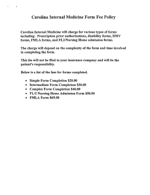 Carolina Internal Medicine Form Fee Policy