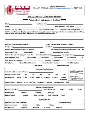 Request for Proposal Disability Insurance