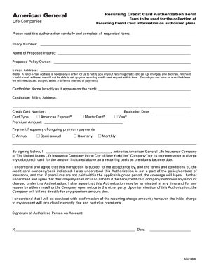 Recurring Credit Card Authorization Form Form to be used - benefitstore