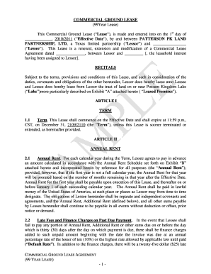 Commercial land lease agreement - 99 YEAR bLEASEb - 1 - bCOMMERCIALb GROUND bLEASEb 99Year bb - pklandpartnership