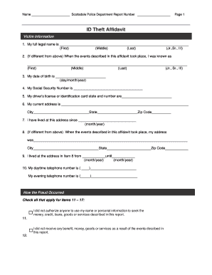 Scottsdale Police Department ID Theft Affidavit