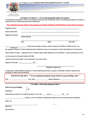 California Fictitious Business Name Affidavit