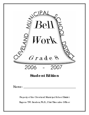 Eighth Grade Mathematics Bell Work Student Edition