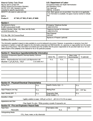 Material Safety Data Sheet for EDTA