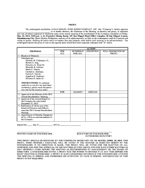 Proxy Voting Form for San Miguel Pure Foods Company